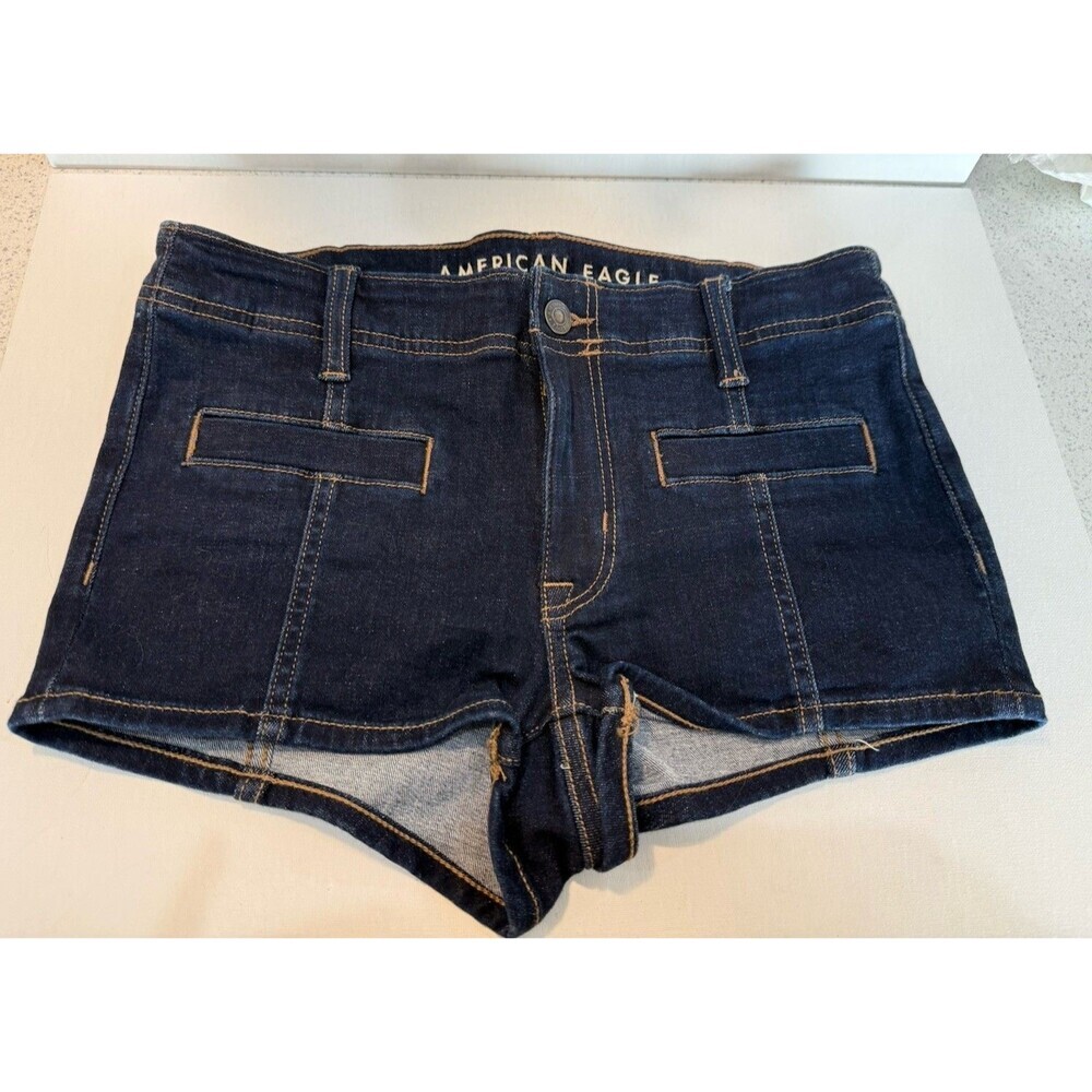 American Eagle Low Rise Micro Jean Mini Short Shorts Stretch Size 0 Dark